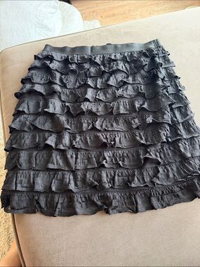 Max Studio Black Layered Ruffle Mini Skirt
